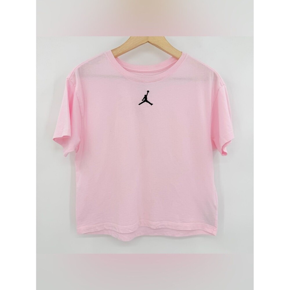 Jordan Girls Boxy T-Shirt Pink Jumpman Logo Streetwear Tee Size Large 12-13 Yrs